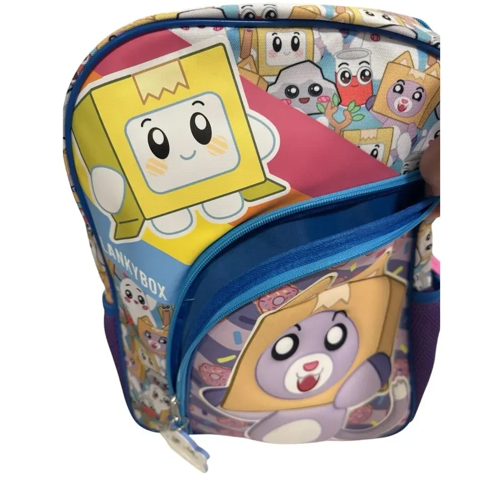 Bioworld LankyBox Kids Backpack Purple Pink Polyester Zip Reflective Strap NEW